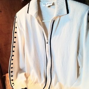 ST JOHNS KNIT white ZIP FRONT jacket SWEATER 10